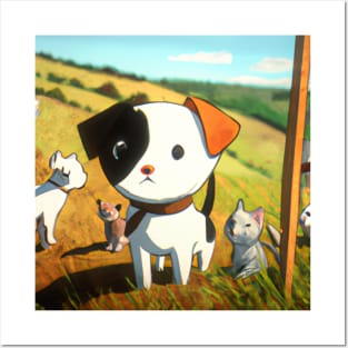 Cute dogs on the hill Posters and Art